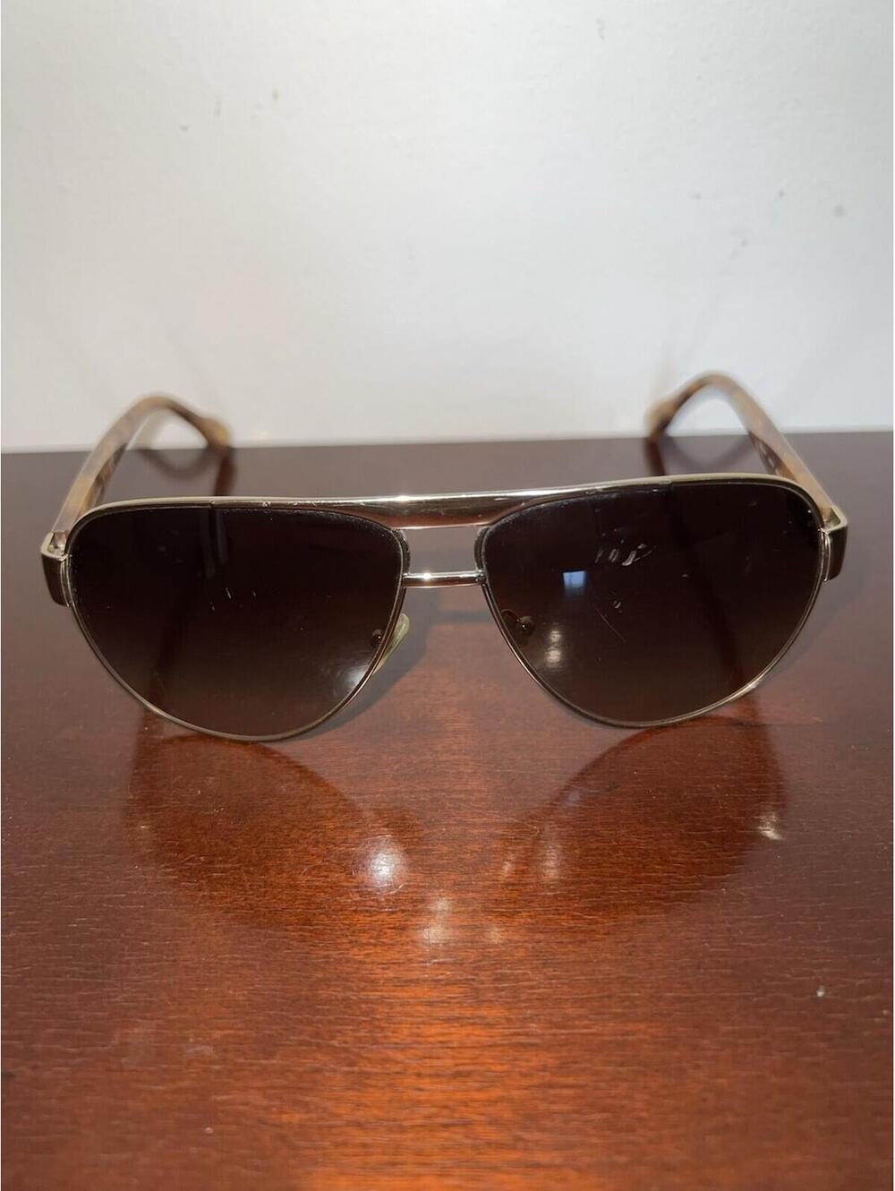Dolce & Gabbana D&G 6080 Aviator Sunglasses Brown Gradient Silver Frame 63-12